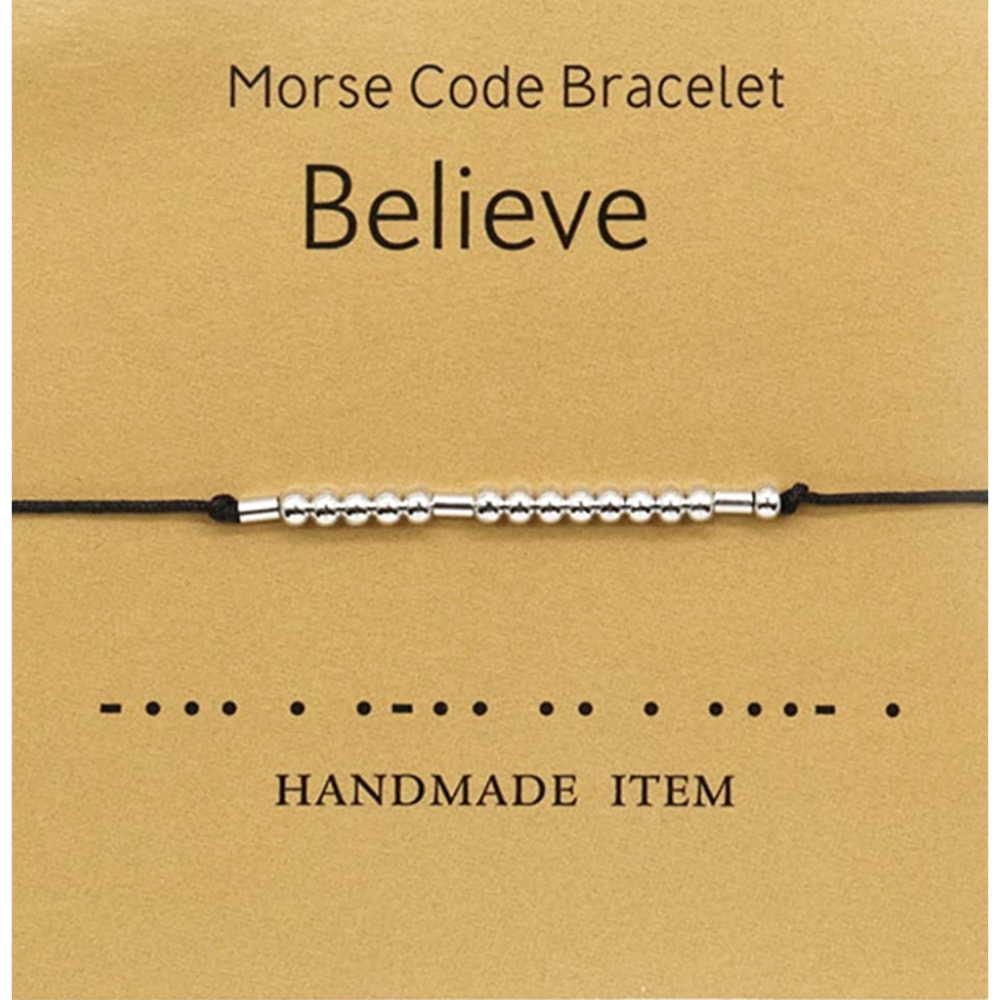 Bundle 10 Morse Code Bracelet Silver Bead BELIEVE
